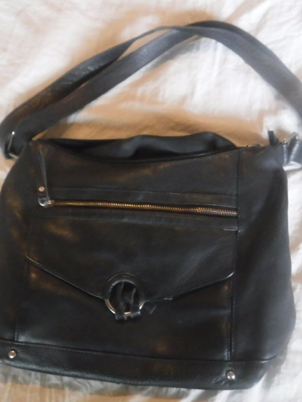 Great American Womens Black Leather Shoulder Purse
